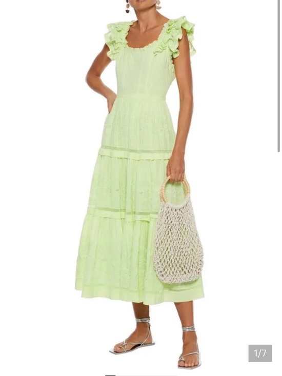 Ulla Johnson Dresses & Skirts - Ulla Johnson Julietta lace-up tiered broderie anglaise cotton midi dress
